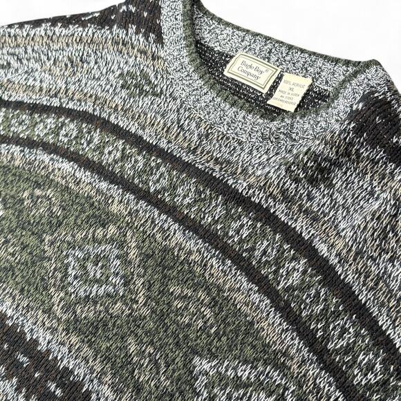Bugle Boy Vintage Sweater Geo Stripe Y2K 80s 90s Grunge Grandpa Cabincore XL - Picture 4 of 7